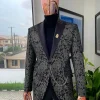 A Metallic coarse pattern jacquard peak lapel Suit
