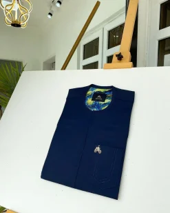 A Midnight Blue Front Flap Traditional African Kaftan