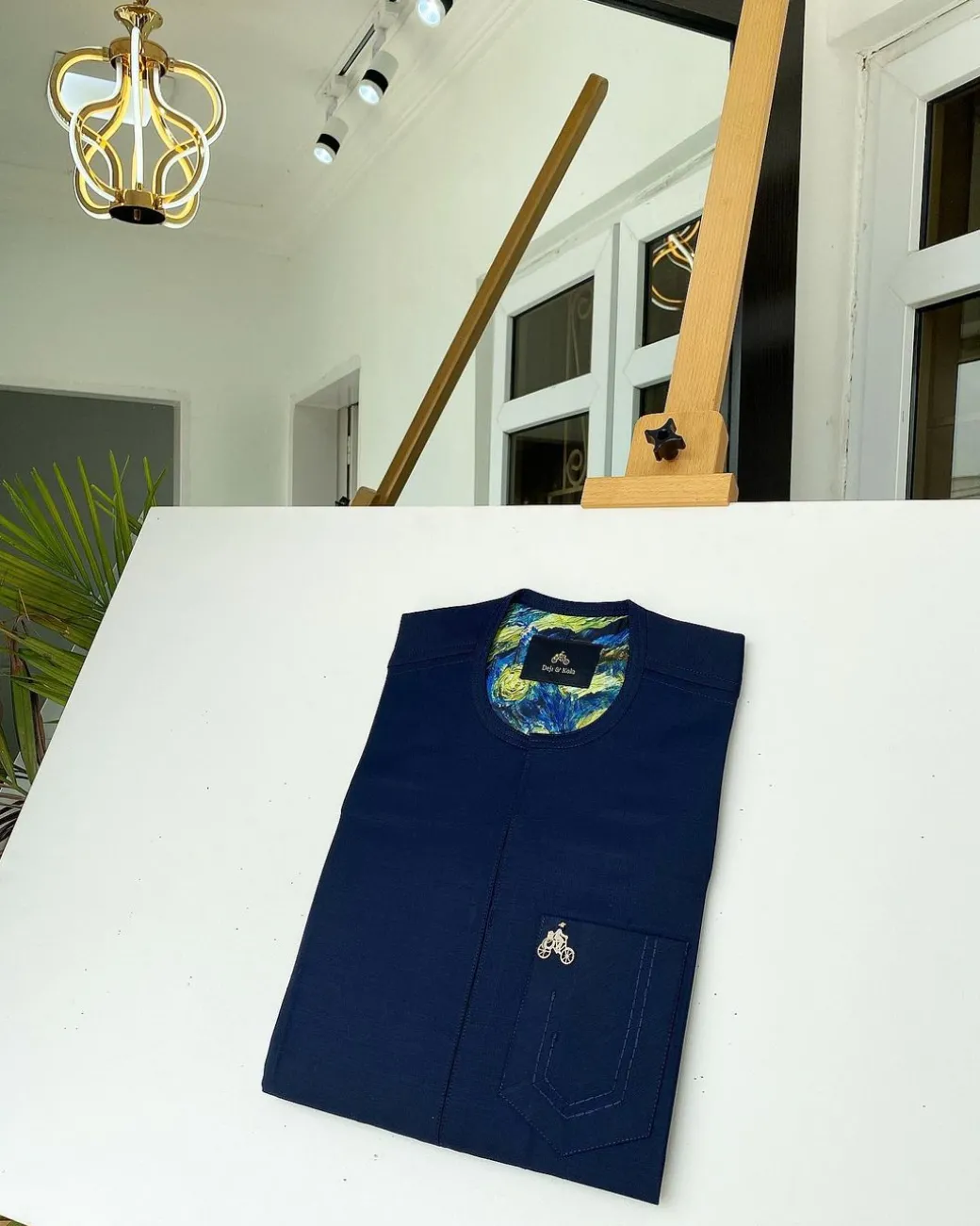 A Midnight Blue Front Flap Traditional African Kaftan