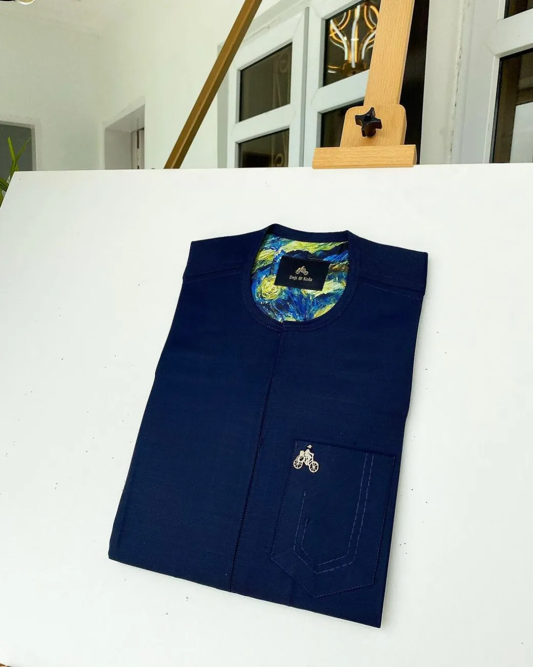 A Midnight Blue Front Flap Traditional African Kaftan