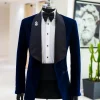 A Midnight Blue, Knitted, Shawl Lapel Tuxedo Suit