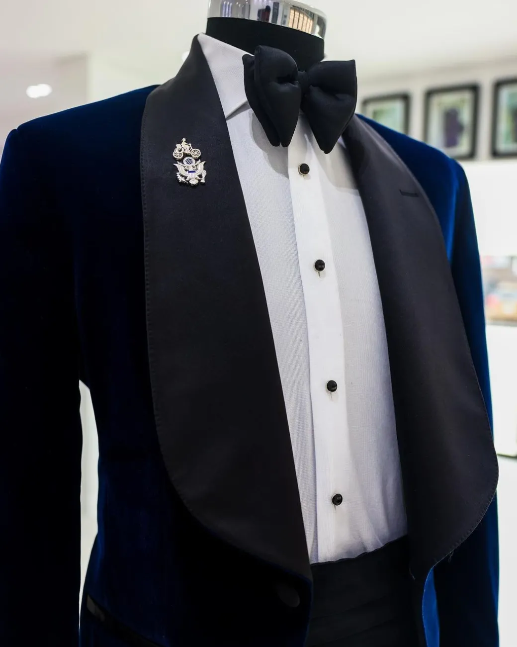 A Midnight Blue, Knitted, Shawl Lapel Tuxedo Suit
