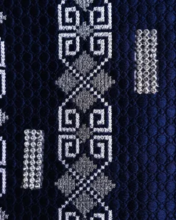 A Midnight blue, shattered interwoven embroidery with Swarovski stones details Agbada