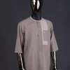 A Mix of brown, front flap with clear view Swarovski button details kaftan and sokoto