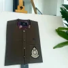 A Mocha Brown, clear view transparent Swarovski buttons, front flap, hand embroidery patch detailing African kaftan native.