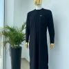 A monochrome Charcoal Black long senator kaftan