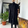 A Monochrome Charcoal black Voil connected embroidery Agbada