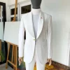 A Monochrome Ivory White Shawl Lapel Tuxedo Suit
