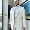 A Monochrome ivory white peak lapel suit