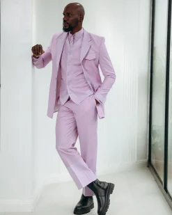 A Monochrome Lavender Purple Overcoat Tux Jacket