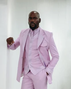 A Monochrome Lavender Purple Overcoat Tux Jacket