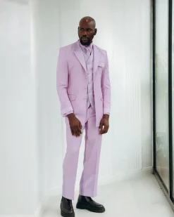 A Monochrome Lavender Purple Overcoat Tux Jacket