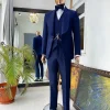 A Monochrome Navy Blue Jacquard Tuxedo Suit.