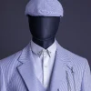 A Monochrome seersucker (rail road stripe) notch lapel suit