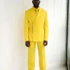 A Monochrome Yellow “Panther” Wrap Peak Lapel Suit