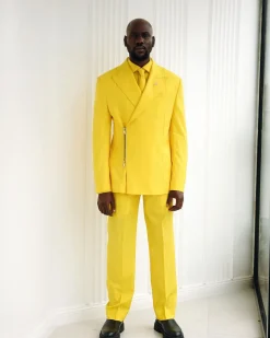 A Monochrome Yellow “Panther” Wrap Peak Lapel Suit