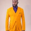 A Mustard yellow “X” one button Notch lapel suit