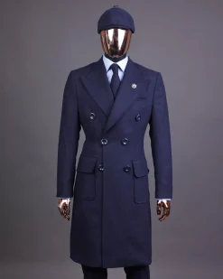 A Navy blue – Jorgecarli Vogue jacket – “Sicilian” peak lapel trench double breasted suit