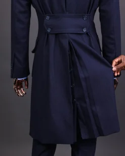A Navy blue – Jorgecarli Vogue jacket – “Sicilian” peak lapel trench double breasted suit
