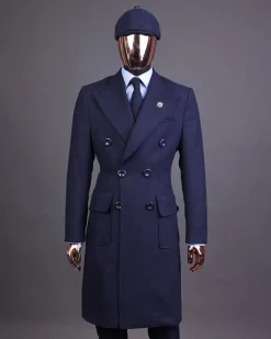 A Navy blue – Jorgecarli Vogue jacket – “Sicilian” peak lapel trench double breasted suit