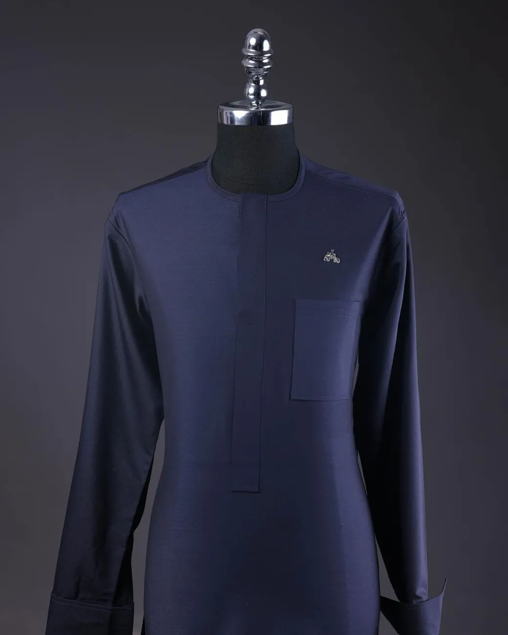A Navy Blue, Ajala The Traveler Metallic Wire Embroidery Details Agbada