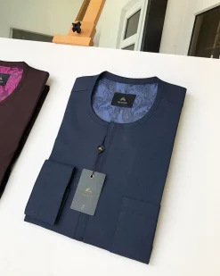 A Navy Blue and Burgundy Front Flap detailing Kaftan