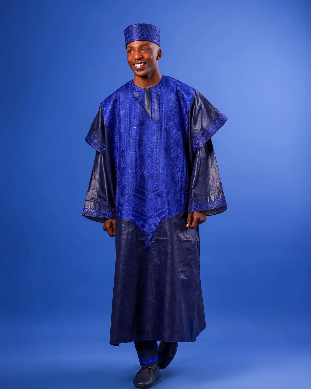 A Navy Blue, Arewa Embroidery, Malian Embroidery Details, Traditional Agbada