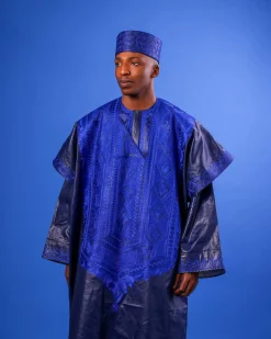 A Navy Blue, Arewa Embroidery, Malian Embroidery Details, Traditional Agbada