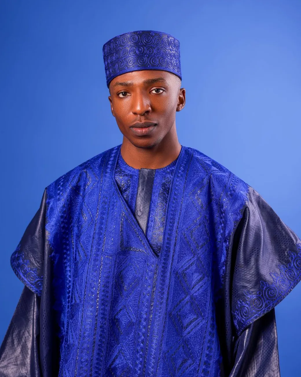 A Navy Blue, Arewa Embroidery, Malian Embroidery Details, Traditional Agbada