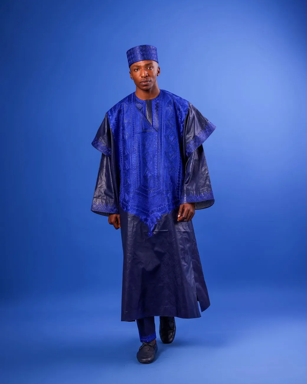 A Navy Blue, Arewa Embroidery, Malian Embroidery Details, Traditional Agbada