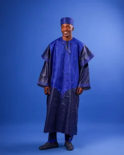 A Navy Blue, Arewa Embroidery, Malian Embroidery Details, Traditional Agbada