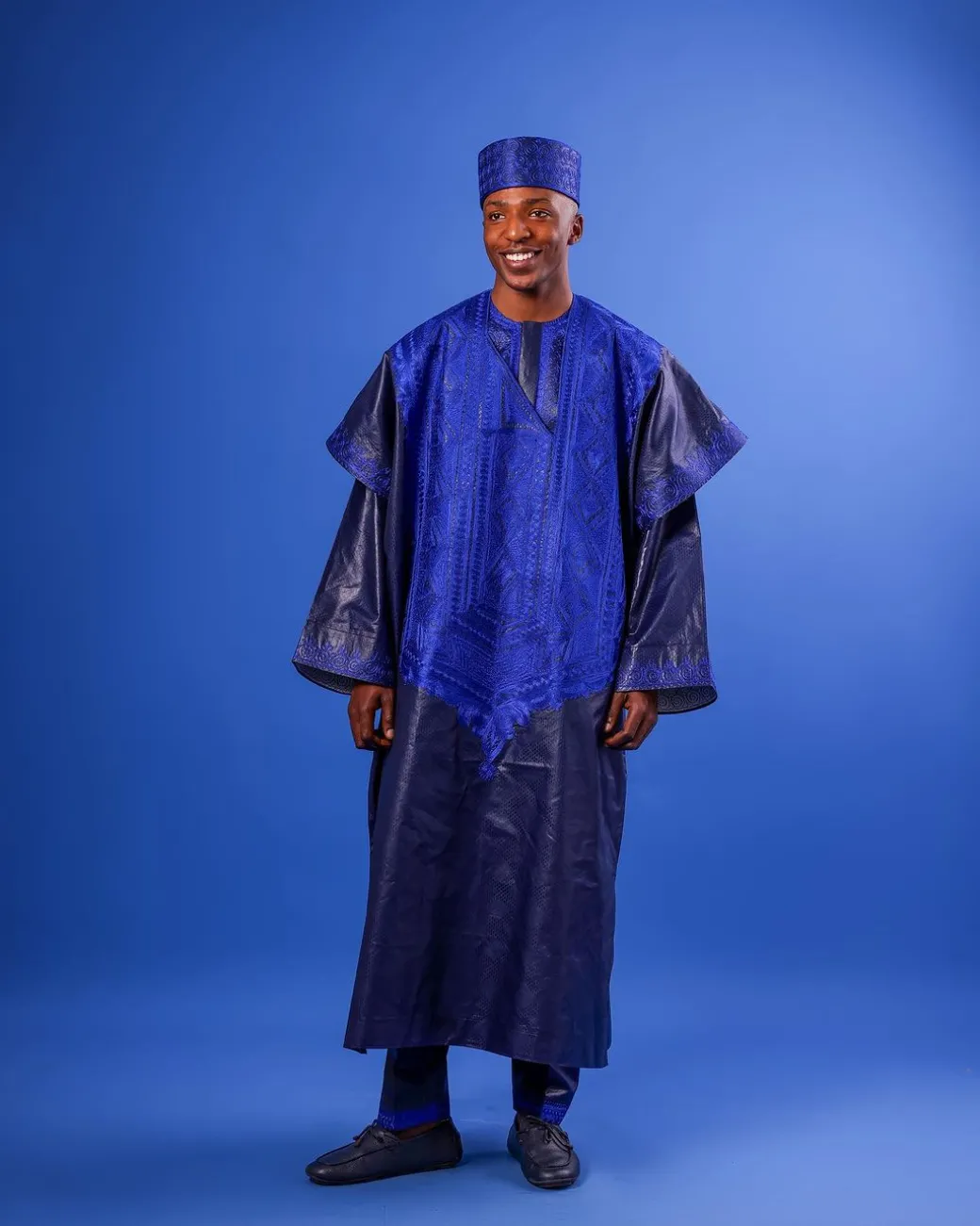 A Navy Blue, Arewa Embroidery, Malian Embroidery Details, Traditional Agbada