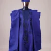 A Navy blue aso-oke, spiral embroidery detailing agbada