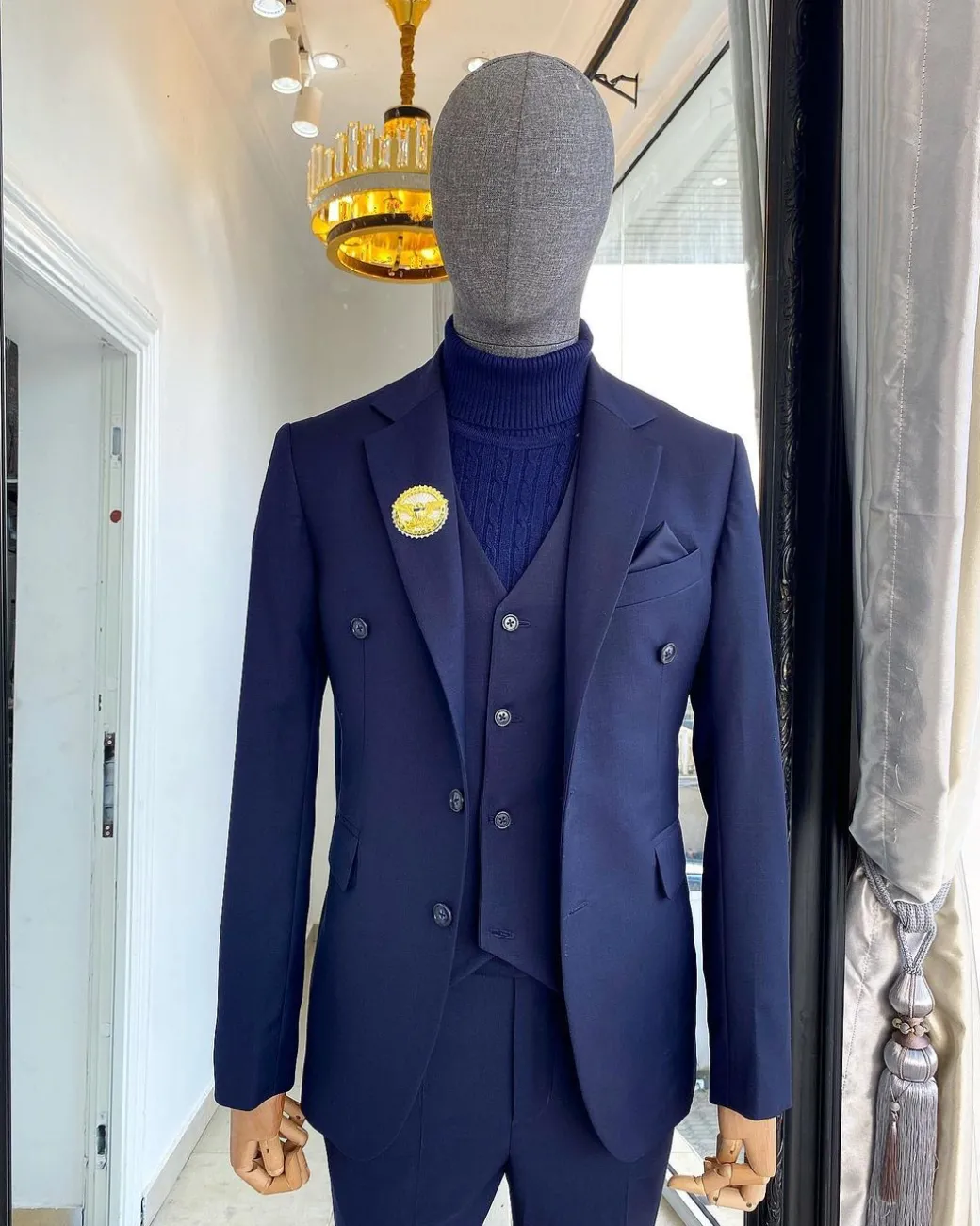 A Navy Blue Bespoke “Peaky Blinders” Notch Lapel Suit