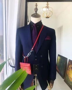 A Navy Blue Classic Side Breasted “Catch Me If You Can” Notch Lapel Suit