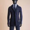 A Navy Blue Corduroy Shirt Jacket