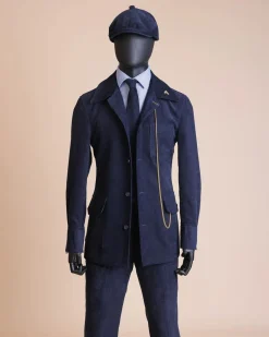 A Navy Blue Corduroy Shirt Jacket