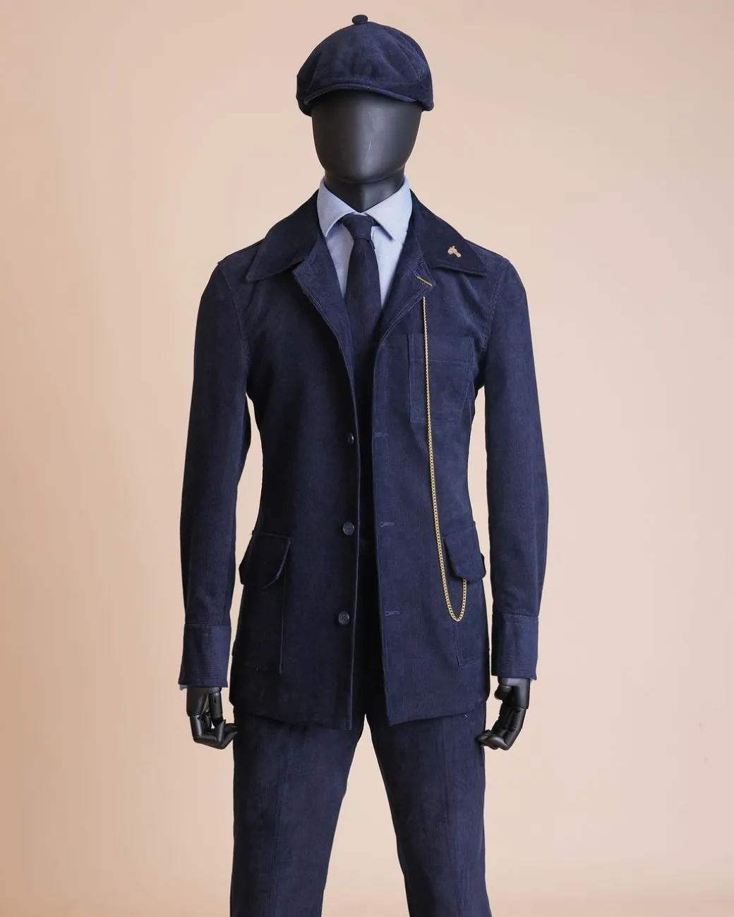 A Navy Blue Corduroy Shirt Jacket