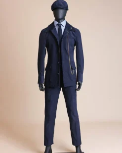 A Navy Blue Corduroy Shirt Jacket