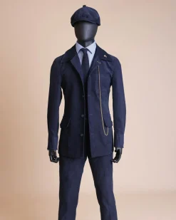 A Navy Blue Corduroy Shirt Jacket