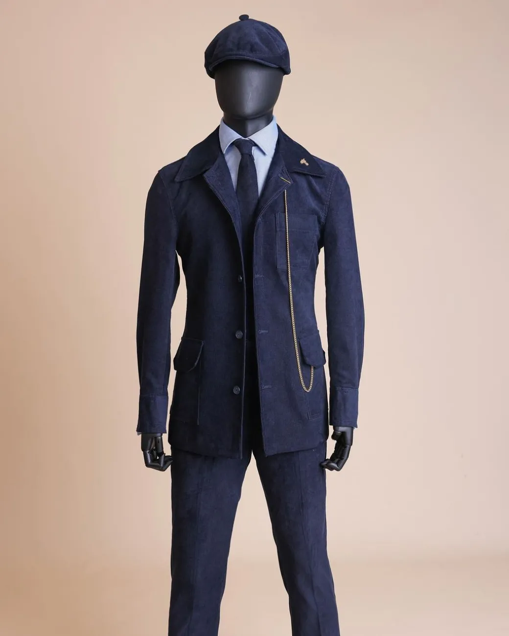 A Navy Blue Corduroy Shirt Jacket