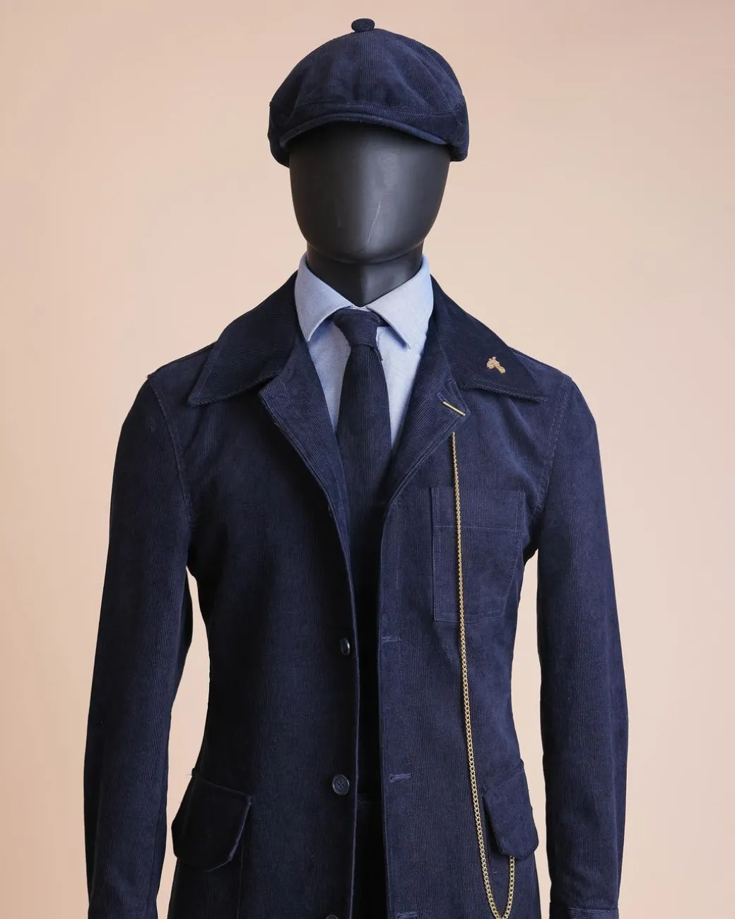 A Navy Blue Corduroy Shirt Jacket