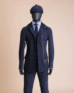 A Navy Blue Corduroy Shirt Jacket