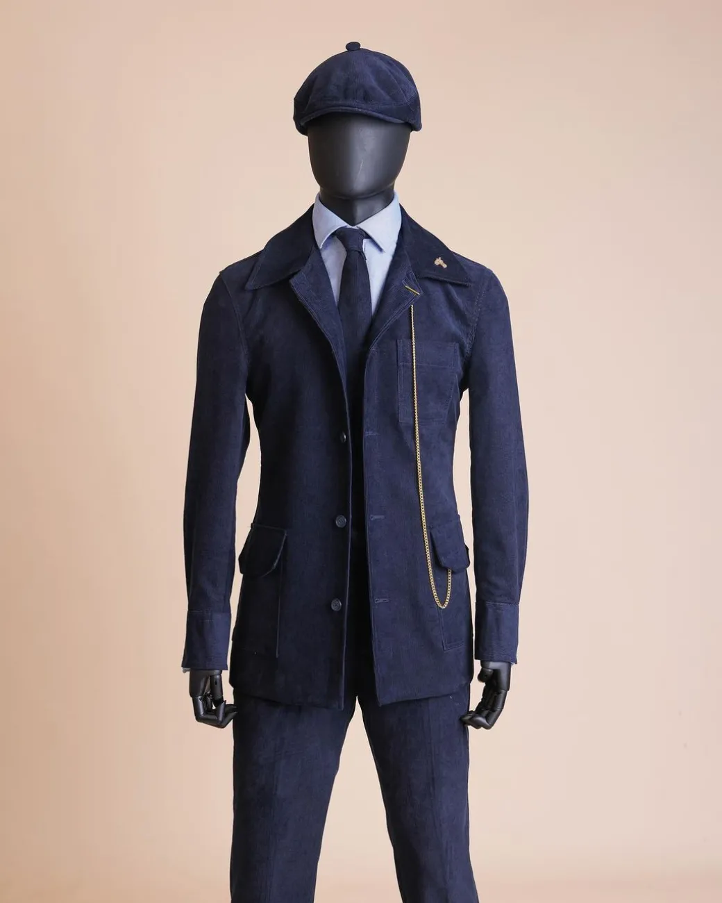 A Navy Blue Corduroy Shirt Jacket