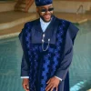 A Navy Blue, Deltagbada Flapper Embroidery Details Agbada