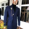A Navy Blue Double Breasted corporate Peak lapel suit