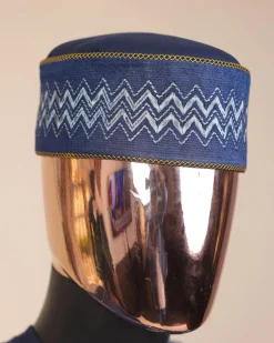 A Navy Blue Embroidery Design Round Cap
