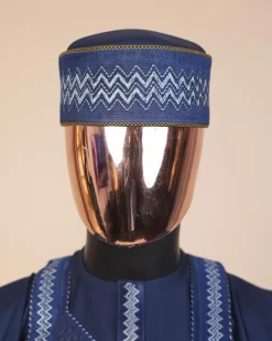 A Navy Blue Embroidery Design Round Cap