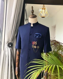 A Navy Blue French Safari Suit