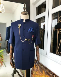A Navy Blue French Safari Suit